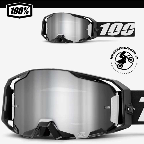 MOTOCROSS ENDURO GOGGLE 100% ARMATIC BLACK MIRROR LENS