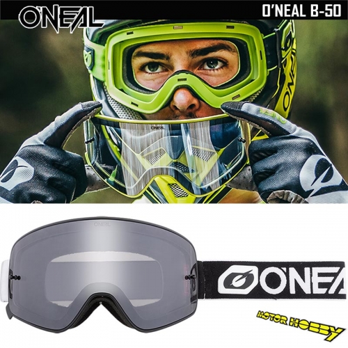 MASCHERA CROSS ENDURO NERO O'NEAL B-50 FORCE LENTE MAGNETICA A SPECCHIO GRIGIO